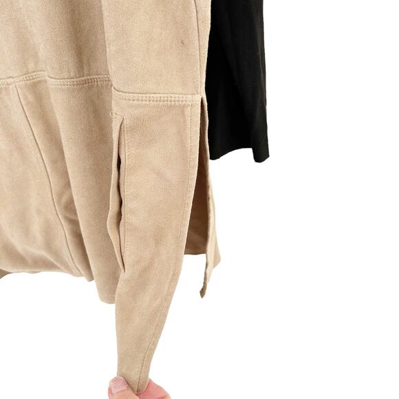 Soft Surroundings Faux Suede Tan Black Long Sleeve Top Sz S - Picture 5 of 6